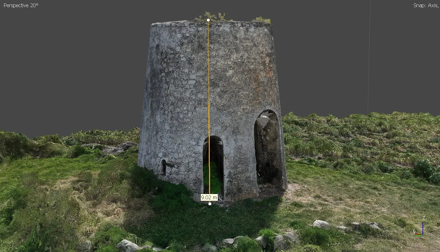 Modélisation 3D par drone — moulin historique en Guadeloupe
